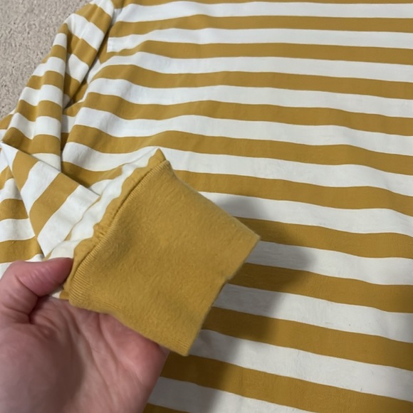 Brandy Melville Mustard Yellow White Stripped Longsleeve Top Size Sm/Med - Picture 5 of 6